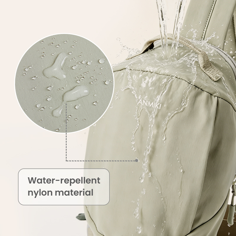 Water-repellent nylon surface on compact bag