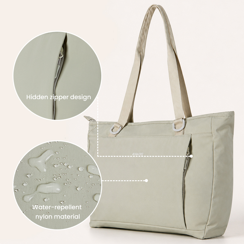 Hidden zipper and water-repellent fabric detail