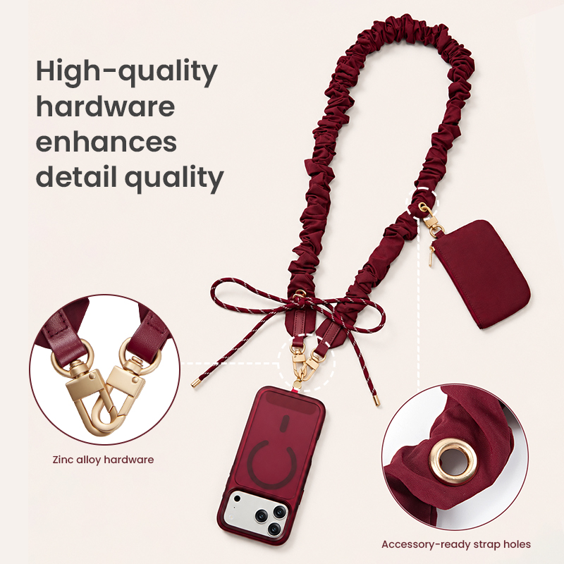 Gold hardware and accessory holes close-up