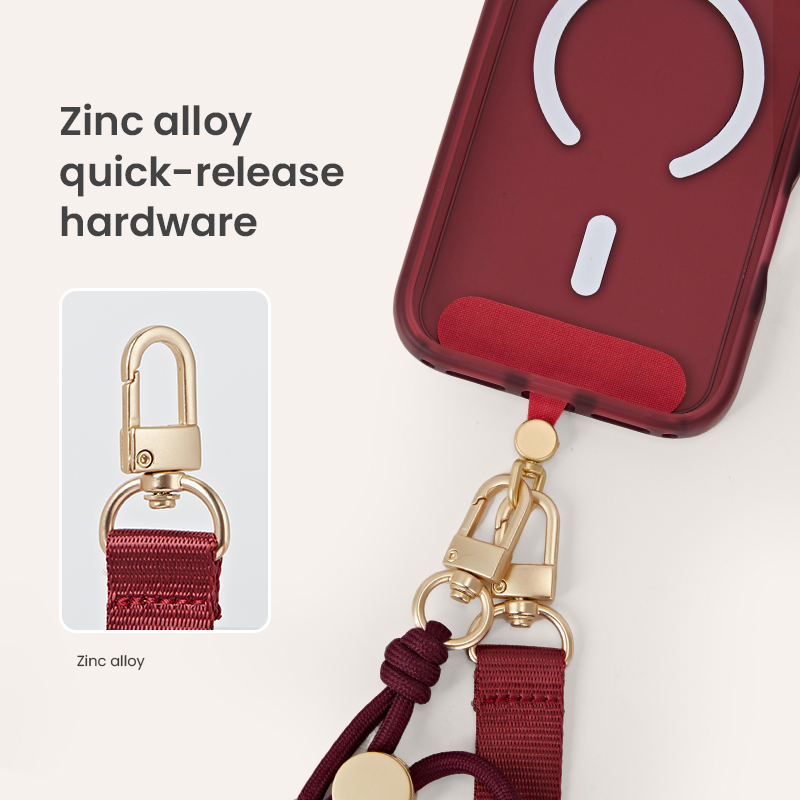 Gold quick-release hardware close-up