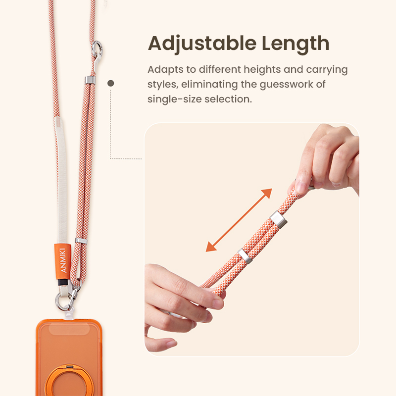Adjustable length lanyard strap design