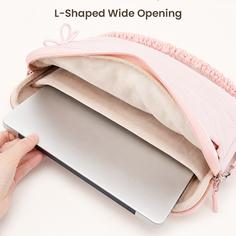 L shaped opening laptop bag design