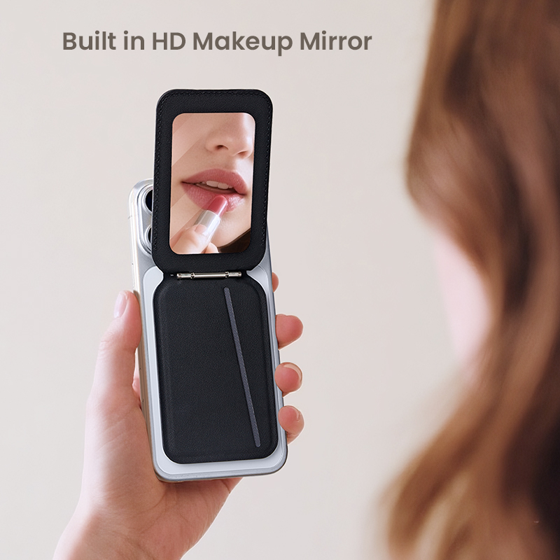 Built in HD makeup mirror phone card holder