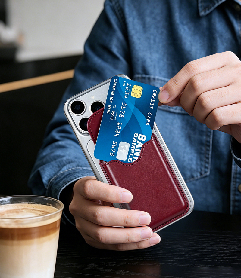 Flip magnetic card holder used at cafe