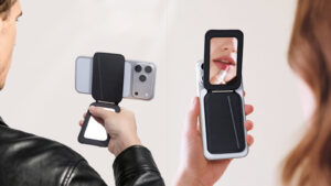 Magnetic mirror card holder phone stand lifestyle design