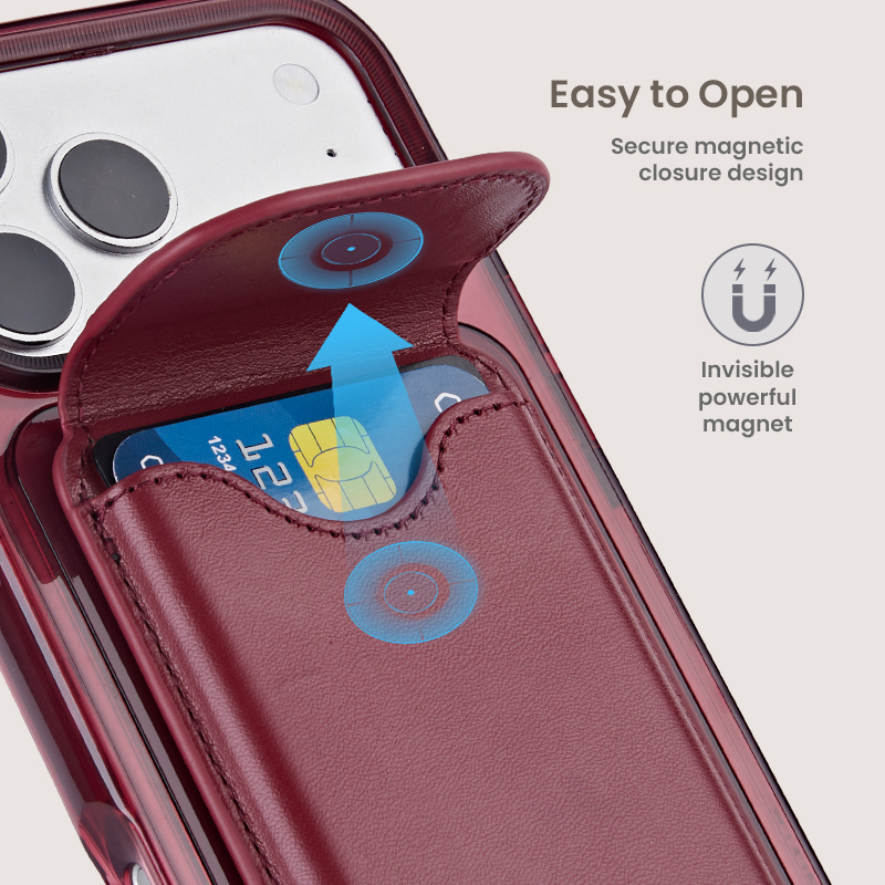 Secure magnetic closure card holder design