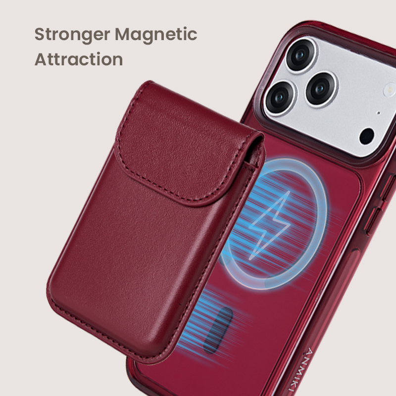 Strong magnetic attachment for phone card wallet