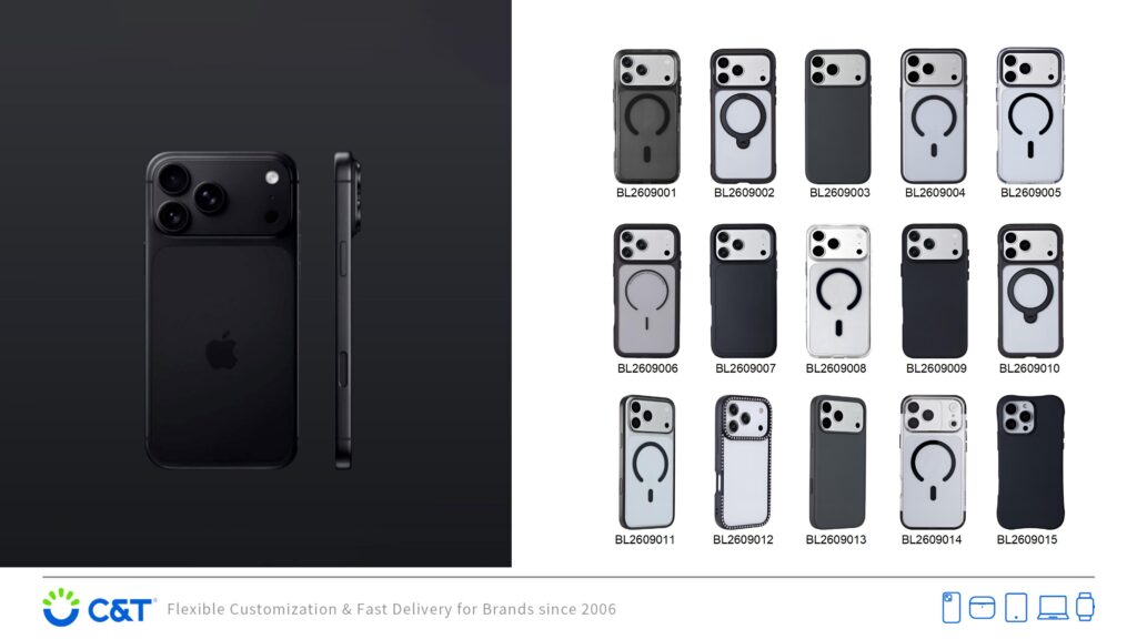 Black protective iPhone 18 case collection