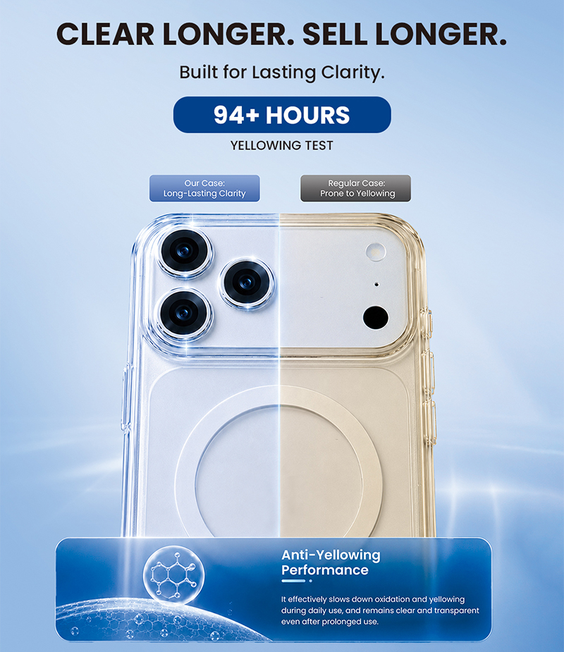 Anti-yellowing copolyester clear phone case test
