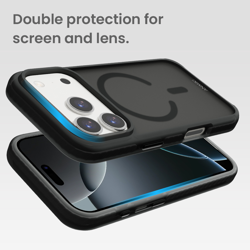 Raised screen and camera protection on protective phone case
