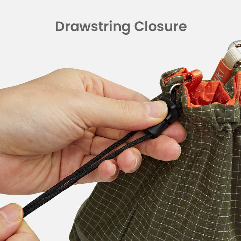 Drawstring side closure on utility tote bag