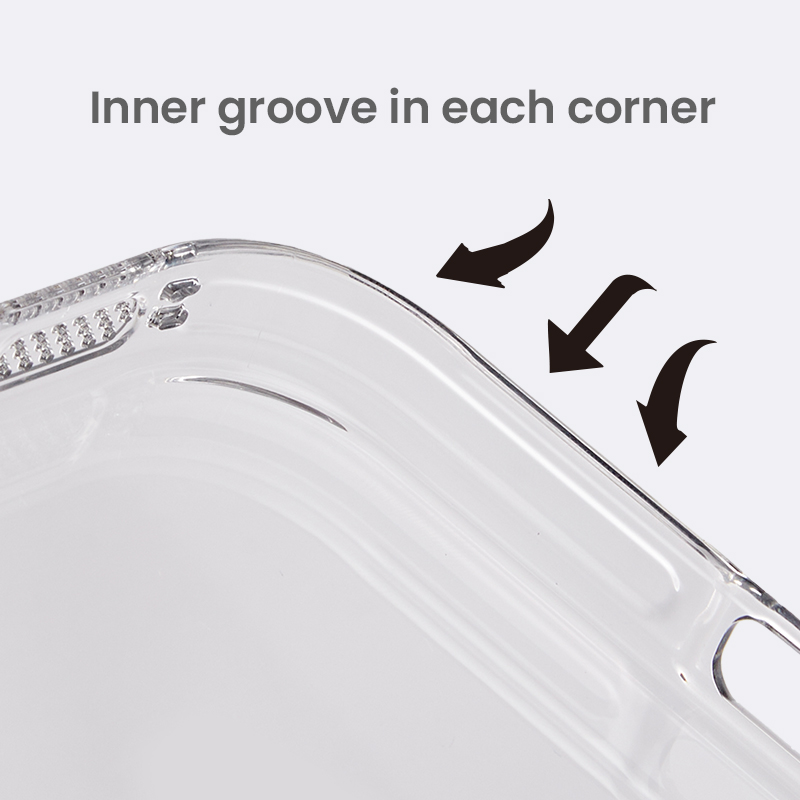 Inner groove corner design on transparent case