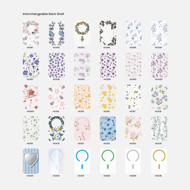 Floral and magnetic back panel design options