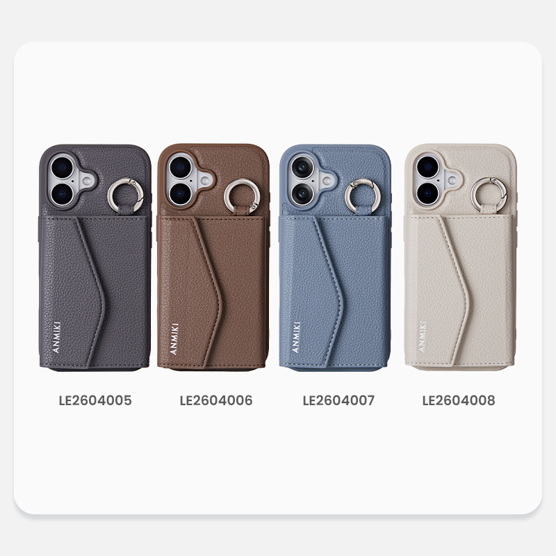 Color options for leather lanyard wallet phone case