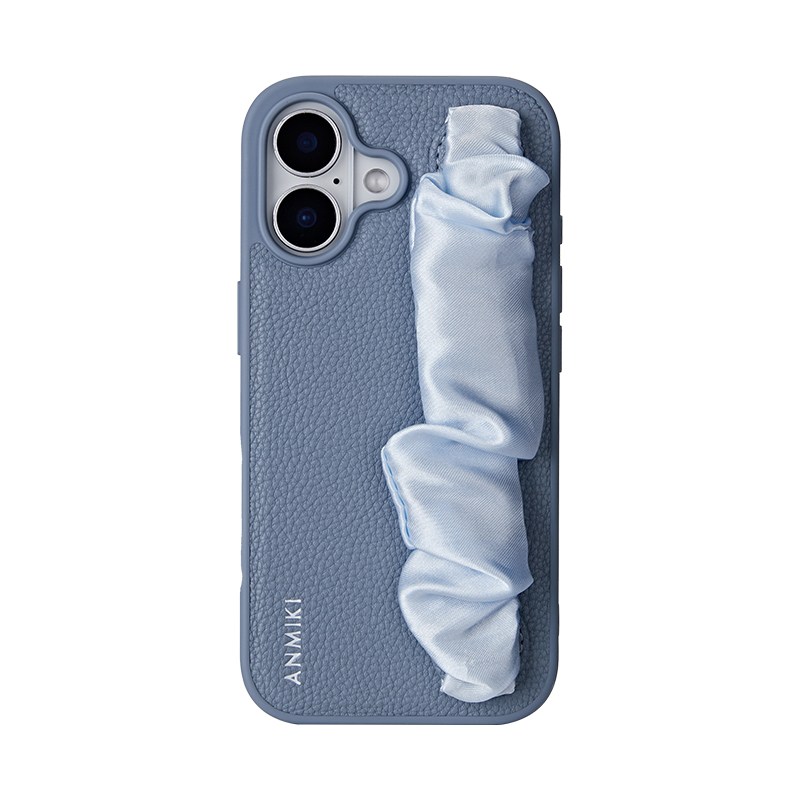 Litchi-Grain Scrunchie Strap Phone Case for iPhone 17