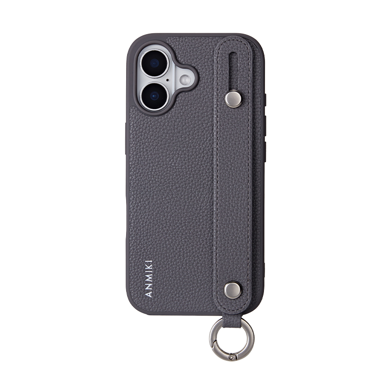 Litchi-Grain Wrist-Strap Phone Case for iPhone 17