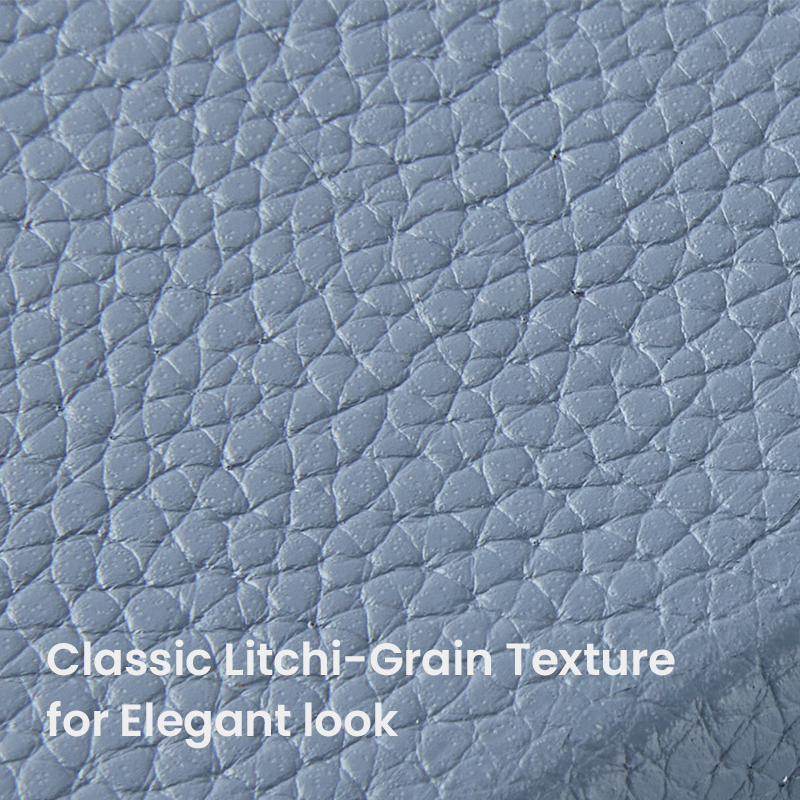 Close-up of classic litchi-grain texture