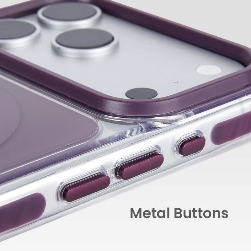 Metal buttons on BEAUTY SHIELD case