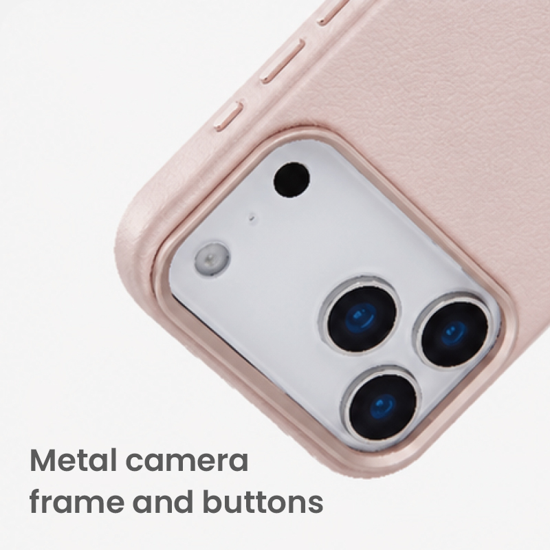 Metal camera frame around the lens area