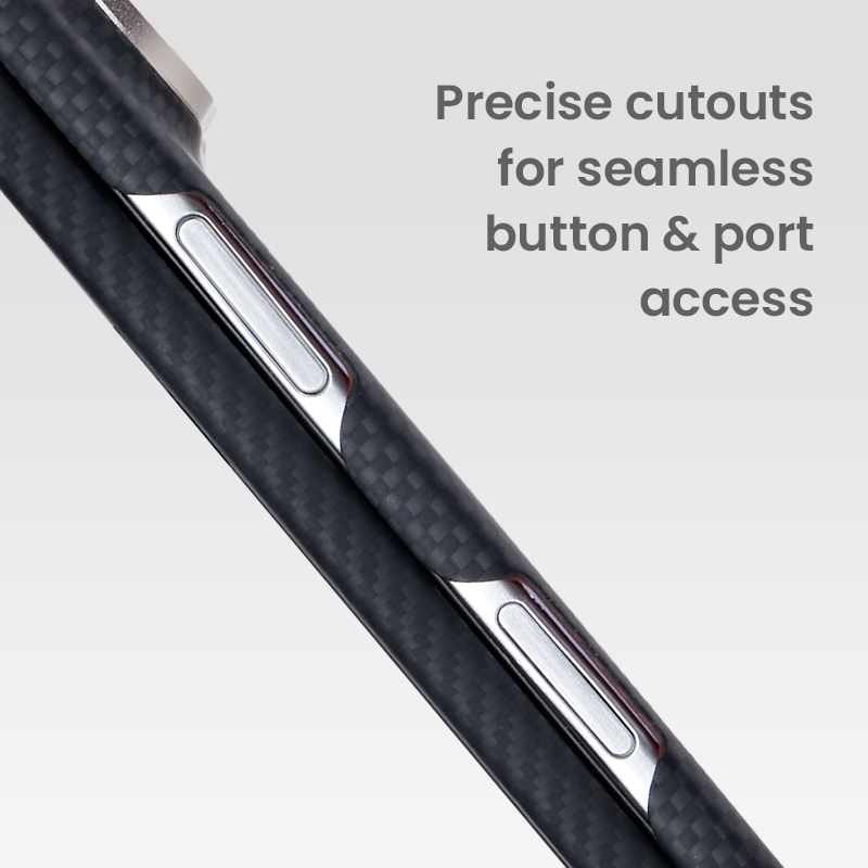 Precise cutouts for iPhone Duo buttons and ports