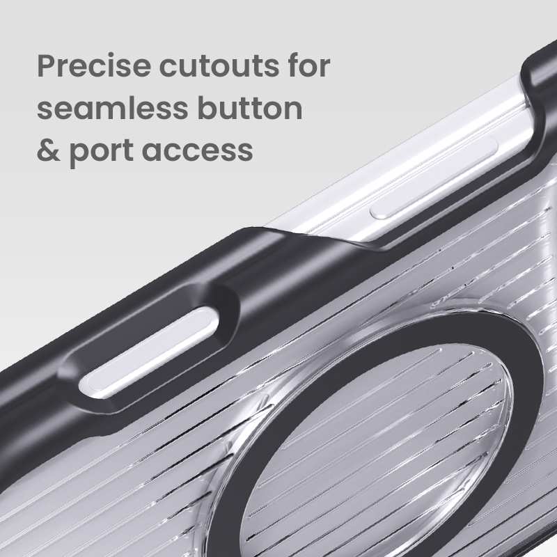 Precise cutouts for buttons and ports