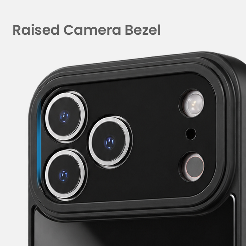 Raised bezel around the camera area