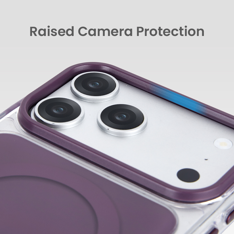 Raised camera protection on protective phone case