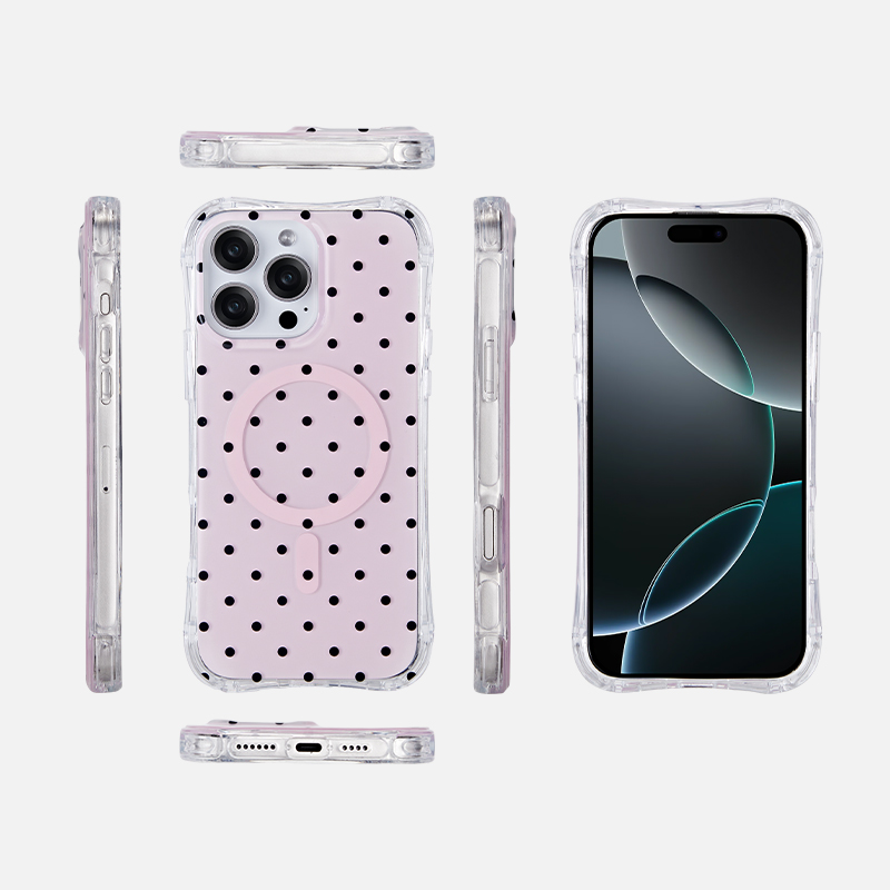 Front back and side views of magnetic phone case